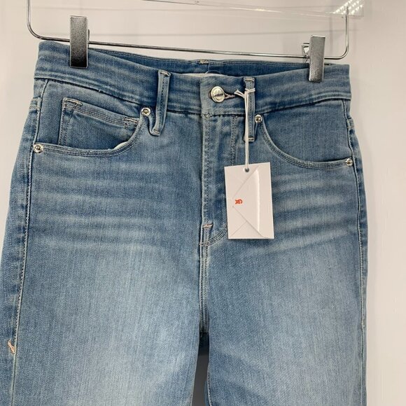 Good American Waist raw frayed jeans high rise skinny knee distress new 26 2 - Picture 3 of 5